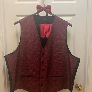 Red brocade tux vest